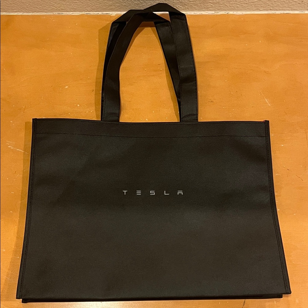 Tesla Diner Black Tote Bag with Striped Design